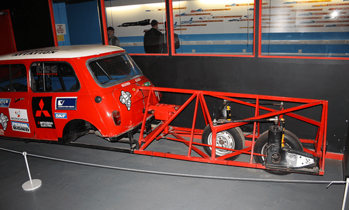 The Mini that served for rear-wheel steering testing.