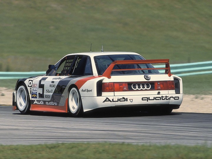 The 1989 Audi IMSA GTO at speed.